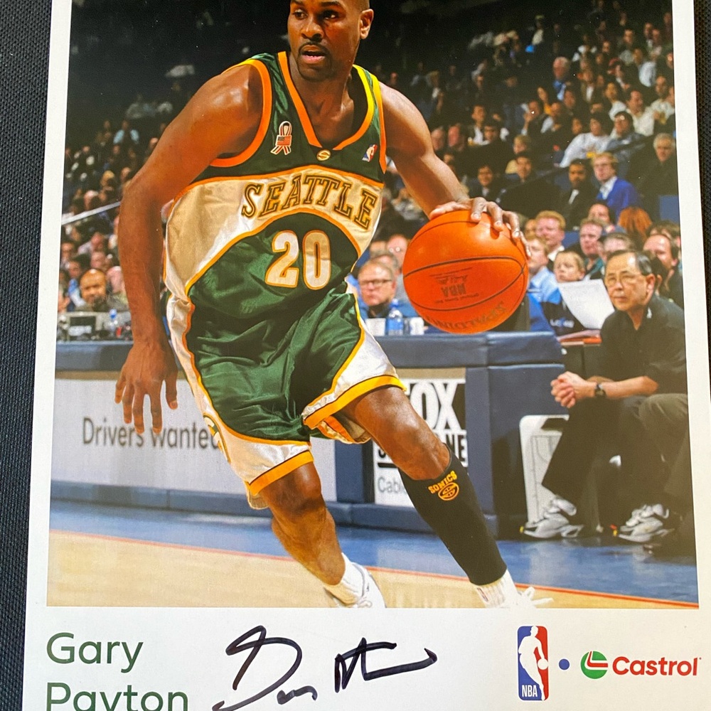 Gary Payton hand signed photo SuperSonics nba Michael Jordan Kobe Bryant lakers